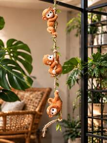 Set Of 3 Cute Hanging Climbing Monkey Ornaments – Resin Garden Figurines With Ropes – Suitable For Indoor/Outdoor Trees, Gardens, Balconies, And Home Decor - Multicolor - View 4