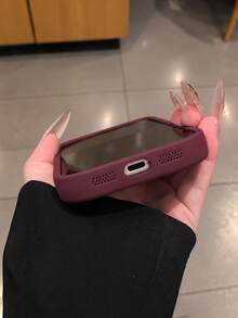 VOUVI 時尚簡約設計純色磨砂 TPU 軟殼,相容 iPhone Air 18 17 16 15 14 13 12 11 Pro Max,鏡頭保護防震防摔保護殼,多巴胺風格極簡手機配件,相容 16 15 14 Plus - 酒紅色 - 查看 5