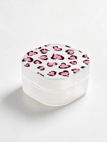 Leopard Print Small Transparent Plastic Round Storage Box - Portable Makeup Pad And Cleaning Product Storage Box, Sealed Travel Design, Suitable For Brushes, Balls, Beads And More. Bathroom And Vanity Storage, Makeup Remover Storage Box, Smooth Surface, Transparent Storage Box - Multicolor - View 10