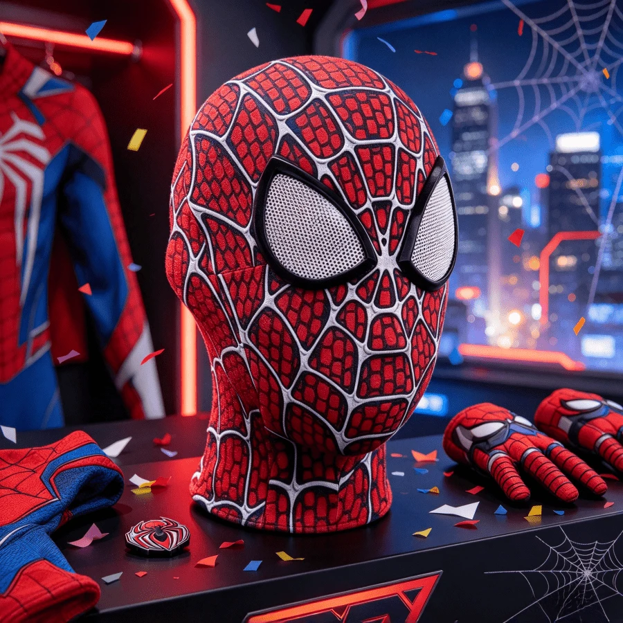 1pc Classic Red Spider Web Superhero COS Full Set Head Cover, Elastic Lycra Costume Mask, Suitable For Birthday Gift, Easter, Holiday Party Gift - Multicolor - View 1