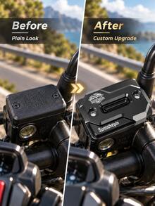 1pc Motorcycle Front Brake Fluid Reservoir Cap, CNC Aluminum Alloy Anodized Brake Master Cylinder Cover, 4 Colors Available, 42mm Bolt Spacing, Brake Fluid Tank Cap, Racing Style Handlebar Cover, Scooter Street Bike Motorcycle Modification Accessory - A - View 7