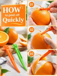 4pcs Orange Peeler, Plastic Creative Cutter With Folding Handle, Lemon Grapefruit Peeler, Fruit Vegetable Tool, Suitable For Outdoor Picnic Kitchen Supplies - Multicolor - View 3