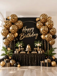2/23/45pcs Leopard Print 22 Inch 4D Large Aluminum Foil & Latex Balloons, Suitable For Birthday Party, Animal Jungle Adventure, Wedding, Baby Shower Decoration - Multicolor - View 7