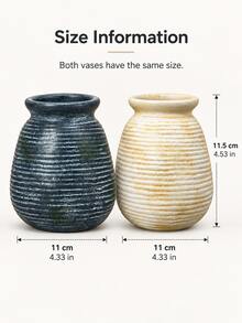 1pc Rustic Farmhouse Resin Vase, Vintage Ribbed Textured Flower Vase For Dried Flowers Pampas Grass, Table Centerpiece Living Room Entryway Shelf Home Decor - A - View 6