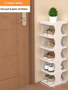 Foldable Shoe Rack - Suitable For Narrow Closets, Space-Saving, Plastic Shoe Organizer Rack, Can Be Placed In Entryway, Efficient Use Of Space/Home/Dorm - Beige - View 16
