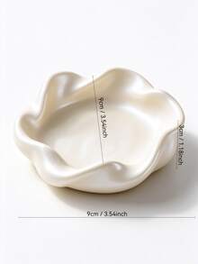 Petal‑Shaped Ceramic Jewelry Dish, Pearlescent Vanity Catchall Tray For Small Accessories, Decorative Storage Organizer For Dresser Bedroom Countertop - Multicolor - View 8