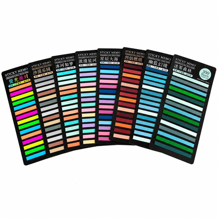 300pcs Colorful Transparent Sticky Note Index Tabs, Writable Waterproof Easy-Tear No-Residue Bookmark Stickers, Suitable For Student Reading Marking, Note Classification, Office Study And Planner - one-size - View 1