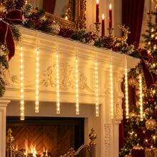 USB Operated Cascading Meteor Shower Lights, Transparent Hanging Tube Icicle LED Strings, Christmas Mantel, Window, Wedding, Holiday Party Decoration - Meteor Shower - View 8