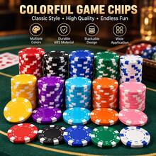 Multicolor ABS Plastic No-Denomination Poker Chips, Classic Casino Style Game Tokens, Stackable Card Game Chips For Texas Hold'em, Blackjack, Mahjong, Party Game Night & Tabletop Entertainment - Multicolor - View 4