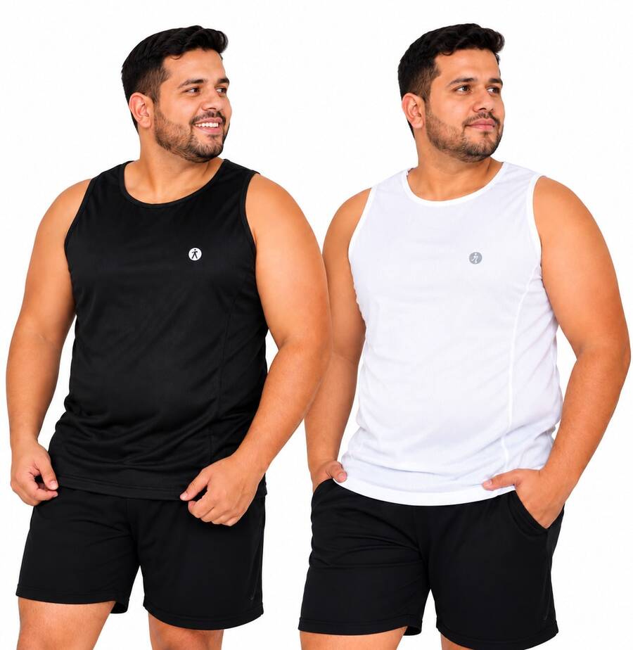 Kit 2 Regata Masculina Plus Size Dry Fit De Academia Treino Do G1 Ao G4