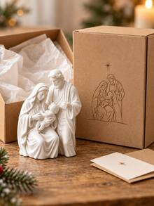 White Family Birth Warm Decor, Desktop Decorative Ornament, Cozy Christmas Home Decoration, Suitable For Bookshelf, Entryway, Desktop Atmosphere Arrangement, Gift And Collection Dual Use, Vintage Peace Theme Home Decor - A - View 2