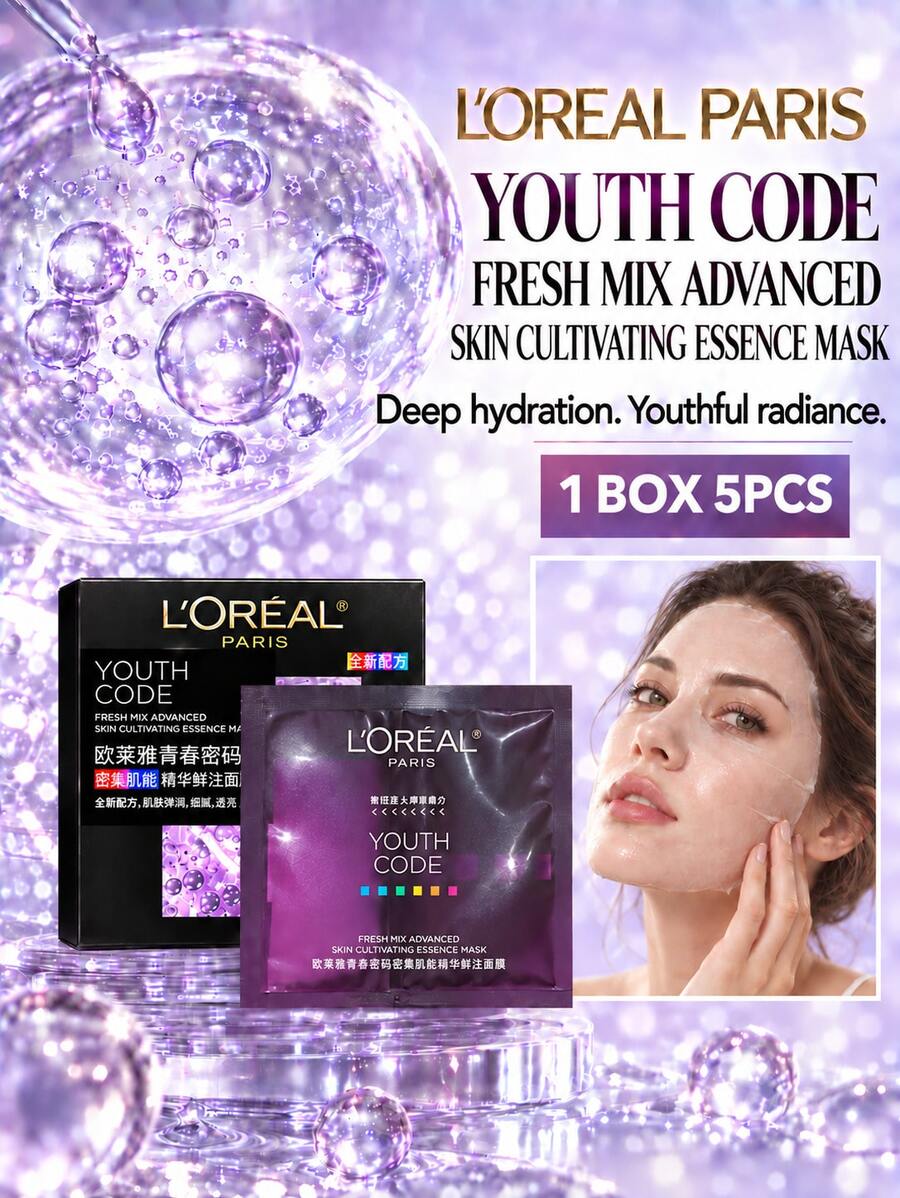 Mặt nạ tinh chất L'Oreal Youth Code Intensive Skin Energy, 5 miếng, dưỡng ẩm sâu, săn chắc & phục hồi, chống nhăn & làm dịu da