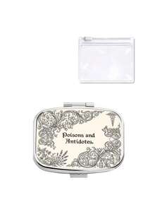 Retro European Medicine Box, Portable Square Medicine Box, Mini Metal Storage Box, Back To School Gift, Halloween Gift (Storage Box Only) - Black and White - View 12