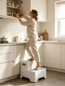 Anti-Slip Double-Layer Step Stool, Equipped With Stable Anti-Slip Foot Pads, Features Strong Load-Bearing Capacity And A Portable Handle. Easy To Clean And Space-Saving. Suitable For Kitchens, Living Rooms And Bathrooms. - Multiple Specifications - View 6