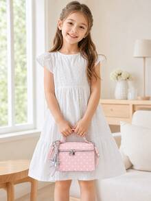 XD Square Children's Handbag With Cute Star Pattern And Detachable Star Decoration, Lightweight Zipper Tote Bag, Suitable For Thanksgiving/Valentine's Day/Halloween/Weekend Outings And Parties - Multicolor - View 7