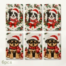 2pcs Christmas Kitchen Towels Watercolor Cute Puppy Snowman Gift Pattern, Suitable For Kitchen Bathroom Restroom Holiday Kitchen Decor, Winter Home Decoration, Christmas Gift Set - Multicolor - View 11