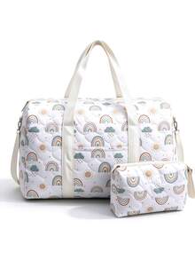 2pcs Waterproof Baby Diaper Bag Large Capacity Multi-Pocket Mom Diaper Tote Bag With Stroller Strap Lightweight Diaper Changing Bag - Multicolor - View 2