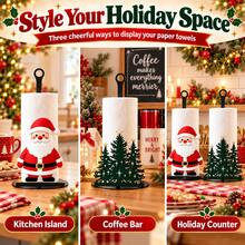 Christmas-Themed Vertical Kitchen Paper Towel Holder, Available In Two Styles: Santa Claus And Christmas Tree. Festive Design, Paper Towels Not Included. Desktop Vertical Kitchen Paper Towel Roll Holder, Christmas Home Desktop Atmosphere Decoration. - Multicolor - View 7