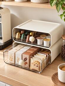 Stackable Drawer Storage Organizer,Clear Pull-Out Desktop Storage Box For Stationery,Makeup Brush Holder And Eyebrow Pencil Lipstick Organizer, Countertop Pen Holder For Desk.Desk Accessories For Home Office School - Multicolor - View 3