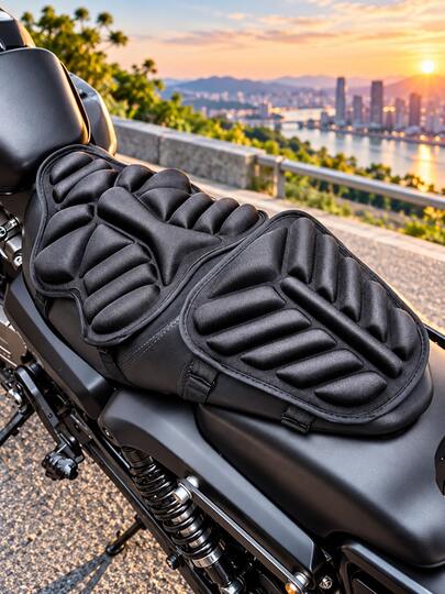 2pcs Motorcycle/Bicycle Seat Cushion Cover, Universal Seat Cushion For All Seasons, High-Density Memory Sponge, Comfortable, Soft, Breathable And Anti Slip Design, Suitable For All Motorcycles, Motorcycle Auto Parts, Holiday Gifts