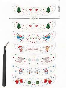 6/3/1pc Gold Glitter Freckle Christmas Face Tattoo Stickers, Cute Christmas Tree & Star Temporary Tattoos, Waterproof Elf Tattoos For Holiday Party, Cosplay, Christmas Decor - Multicolor - View 4