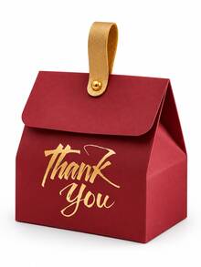12/6/1pc Golden PU Handle Thank You Solid Color Gift Boxes, Creative Appreciation Favor Paper Boxes, Small Paper Bags For Wedding, Birthday, And Children's Party Guest Favors, Wedding Favor Candy Boxes, Packaging Boxes For Birthday - Multiple Styles - View 10