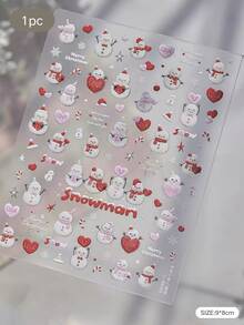 1/2pcs Winter Snowman Theme Decorative Stickers, Heart, Snowflake And Multiple Patterns, Suitable For Phone Case, Earphone, Laptop, Decorate Digital Accessories, Winter Atmosphere Decoration Effect - one-size - View 5