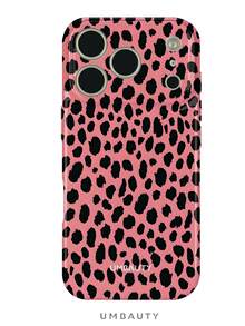 UMBAUTY 1pc Light Pink Background With Asymmetrical Black Abstract Spotted Design, Compatible With Phone 18 Pro Max, Fits Apple 18/17/16/15/14/13/12/11 Pro Max/Plus/Mini 17e, Full Coverage High-Definition Printed Soft Shell Phone Case, Screen/Lens Raised Protection, Unisex, Ideal Gift For Girlfriend On Halloween, Valentine's Day, Easter, Wedding Season And Birthday - Multicolor - View 1