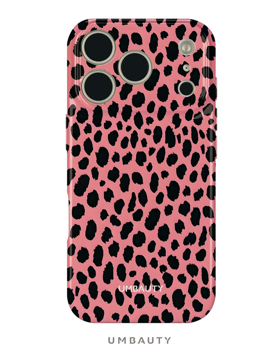 UMBAUTY 1pc Light Pink Background With Asymmetrical Black Abstract Spotted Design, Compatible With Phone 18 Pro Max, Fits Apple 18/17/16/15/14/13/12/11 Pro Max/Plus/Mini 17e, Full Coverage High-Definition Printed Soft Shell Phone Case, Screen/Lens Raised Protection, Unisex, Ideal Gift For Girlfriend On Halloween, Valentine's Day, Easter, Wedding Season And Birthday - Multicolor - View 1