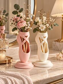 1Pc Ballet Shoe Shape Multi-Function Storage Box, 3D Printed Cute Pen Holder Cosmetic Organizer Vase, Creative Desktop Stationery Makeup Brush Container For Dance Studio Bedroom Vanity Office, Aesthetic Room Decor, Ballet Lover Gift,Room Decor - Multicolor - View 1
