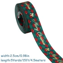 Christmas Ribbon With Santa Traditional Red Green Plaid Xmas Tree Merry Christmas Elk Reindeer Snowflake Bow Bear Mistletoe Pattern For Gift Wrapping Bow Wreath DIY Craft Festive Holiday Home Decor Baking Supply - Multicolor - View 24