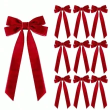 1/5/10/20/30pcs Burgundy Christmas Tree Bows, Holiday Gift Bows, Suitable For Holiday Wreaths, Decorations And Rustic Crafts, Perfect For Valentine's Day, Wedding Decor, Gift Wrapping And Hair Clip Headband DIY Projects - Burgundy - View 15