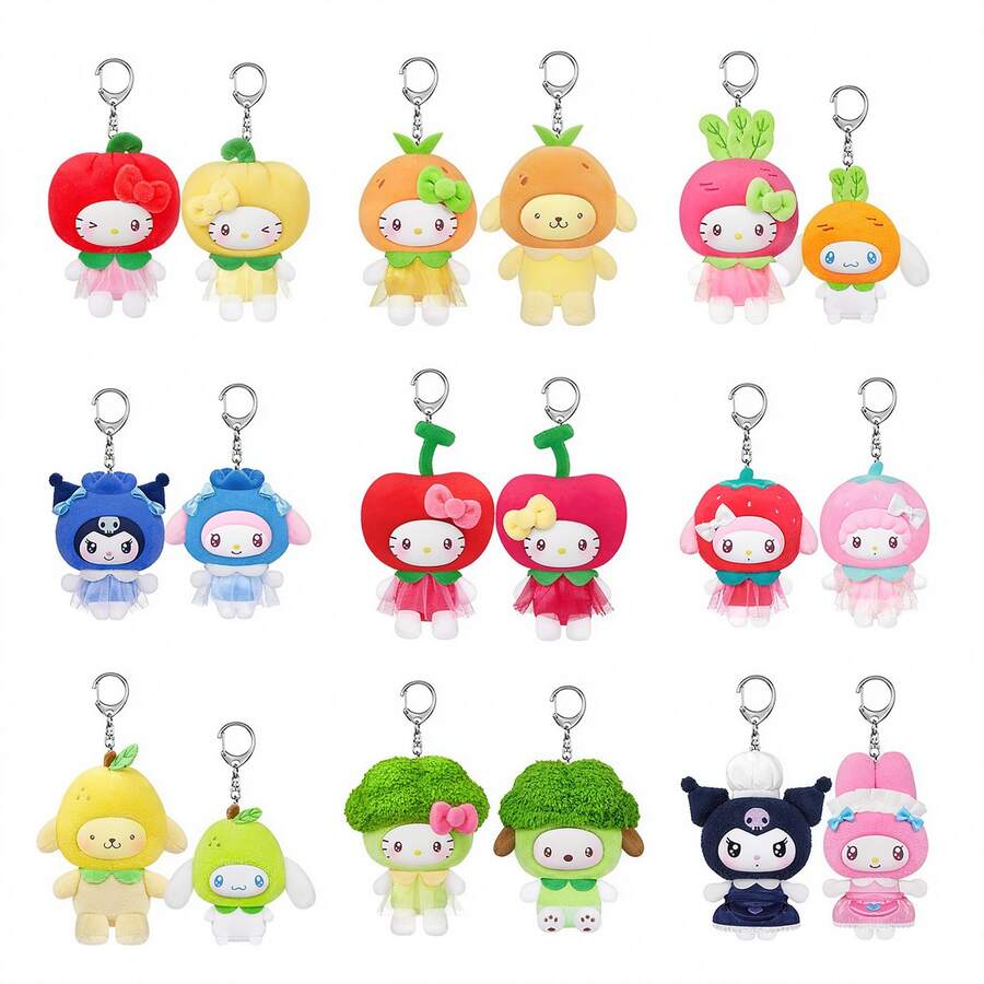 TOPTOY Resmi Sanrio Seri Buah & Sayuran Keluarga Mini Plush Gantungan Hiasan Kotak Buta    Liontin Hadiah