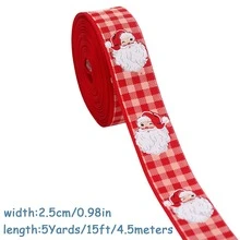 Christmas Ribbon With Santa Traditional Red Green Plaid Xmas Tree Merry Christmas Elk Reindeer Snowflake Bow Bear Mistletoe Pattern For Gift Wrapping Bow Wreath DIY Craft Festive Holiday Home Decor Baking Supply - Multicolor - View 21