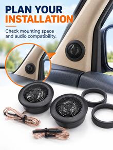 2pcs Mini Car Tweeters, 120W High Performance Mini Dome Tweeter Speakers, Suitable For Car Audio System, High Fidelity Car Horns - A - View 2