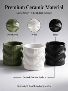 Pot Bunga Artistik Berlipat Melengkung, Eksterior Warna Solid Matte, Pot Tanaman Hias Dalam Ruangan, Dekorasi Lembut untuk Ruangan, Ornamen Tanaman dalam Pot - riak - View 5