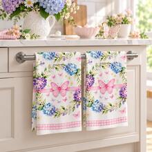 2pcs Spring Butterfly Wreath Farmhouse Style, Suitable For Kitchen Bathroom Toilet Holiday Kitchen Decor, Winter Home Decoration, Christmas Gift Set - Multicolor - View 2