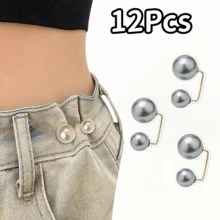 3/6/12/15Pcs Faux Pearl Waist Buckle, Jeans Waist Adjuster, Skirt/Clothing Waist Buckle, Collar Anti-Exposure Button - Multicolor - View 18