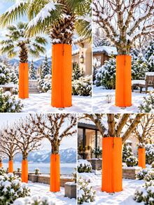 1pc Winter Tree Trunk Protector, Multi-Size Winter Tree Trunk Anti-Freeze Cover, Orange Canvas-Like Outer Fabric With Reflective Thermal Lining, Adjustable Drawstring Palm Tree Wrap, Outdoor Garden Frost And Snow Protection, Gardener Winter Gardening Accessory - Multiple Styles - View 3