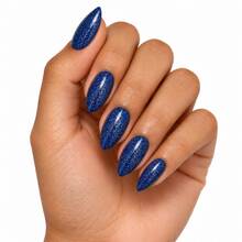 Finger Queen Unhas Postiças Amendoada Curta Galáxia Azul 24pcs com Adesivos em Gel - Galáxia Azul - Visão 2