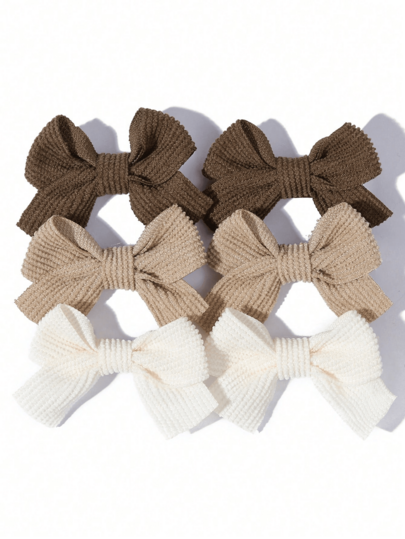 6/2pcs Women Girls Bow Hair Clips, Fabric Satin Ribbon Bow Hair Clips, Cute Neutral Hair Accessories, Fashion Bow Hair Clips, Suitable For Daily Wear, Party, Autumn/Winter Style, Halloween