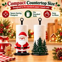 Christmas-Themed Vertical Kitchen Paper Towel Holder, Available In Two Styles: Santa Claus And Christmas Tree. Festive Design, Paper Towels Not Included. Desktop Vertical Kitchen Paper Towel Roll Holder, Christmas Home Desktop Atmosphere Decoration. - Multicolor - View 3