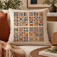 Premium Mid-Century Modern Geometric Stencil, 11.8in Large Reusable Painting Template With Abstract Arches, Circles, Waves And Maze Patterns For Wall, Fabric, Canvas, Furniture And Home Decor - White - View 5
