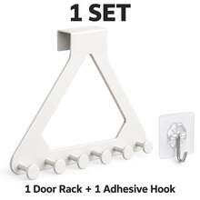 1 Set Over-The-Door Hook Rack, Includes 6 Hooks, Drill-Free Triangular Coat Rack And Towel Hooks, Suitable For Clothes, Bags, Hats And Keys, Space-Saving Over-The-Door Storage Organizer, Suitable For Bathroom, Bedroom, Entryway And Dorm - Multicolor - View 9