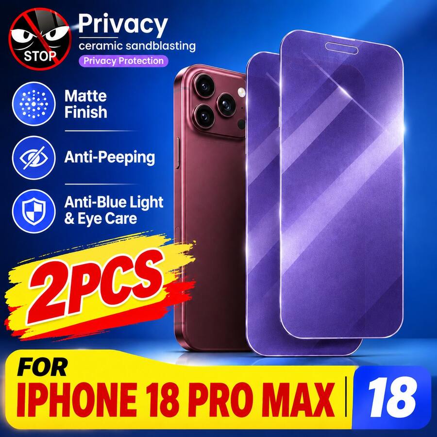 2片裝防藍光PET材質螢幕保護貼,相容 iPhone 17 Pro Max,亦相容 iPhone 17 Pro Max/17 Pro/17E/17P Pro/16/16 Plus/15 Pro/15/14/13/12/11/XR/XS,全螢幕覆蓋 | 護眼 | 防指紋 | 相容手機殼 - 黑色 - 查看 1