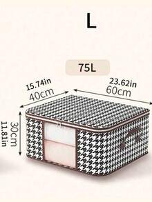 Minimalist Fabric Foldable Storage Box With Dust-Proof Zipper Top Cover, Stackable Wardrobe Organizer Bin With Textured Leather Handles, Large Capacity Clothes And Bedding Storage Box, Practical For Bedroom Seasonal Clothing Storage And Dorm Room Organization - Multi-color - View 10