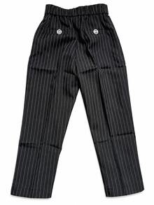 青少年男孩正式西裝套裝 秋冬款 1歲生日西裝 童裝正式服飾 3件套 條紋西裝外套 + 長褲 + 領帶 - 黑色 - 查看 8