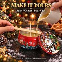 HIZTGHC 8pcs Christmas Print Empty Metal Candle Jars With Lids, Multiple Holiday Pattern Candle Jars, DIY Candle Making Containers, Suitable For Christmas Home Decor, Christmas Gifts, Room Decor, Home Decor And Holiday Craft Projects - Christmas Style 8PCS - View 10