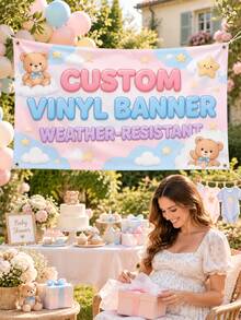1pc Customizable Vinyl Banner, Customizable Text/Logo/Image, Indoor/Outdoor Use, Custom Commercial Advertising And Birthday Banner, Waterproof Indoor/Outdoor Signage, Full Color Customizable Text And Logo, Perfect For Weddings, Birthdays, Holidays And Other Occasions - Multicolor - View 5