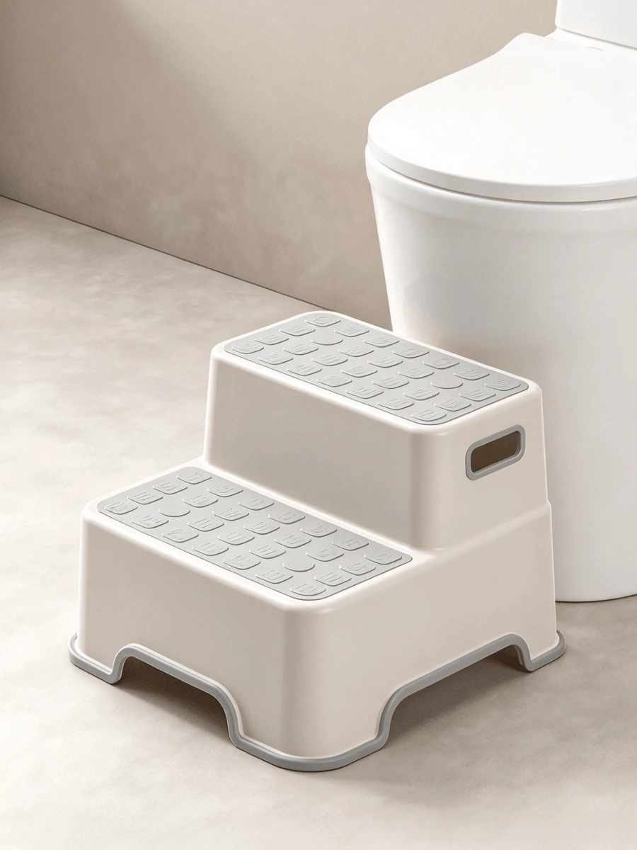 Anti-Slip Double-Layer Step Stool, Equipped With Stable Anti-Slip Foot Pads, Features Strong Load-Bearing Capacity And A Portable Handle. Easy To Clean And Space-Saving. Suitable For Kitchens, Living Rooms And Bathrooms. - Multiple Specifications - View 1